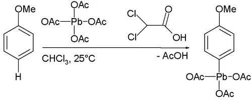 p-methoxyphenyllead triacetate synthesis