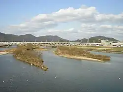 Река Асида с моста Канадзима в Фукуяме