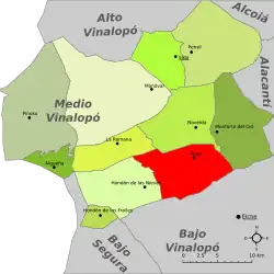 Расположение муниципалитета Аспе на карте провинции