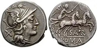 Секст Атилий (155 г. до н. э.). С хлыстом на биге