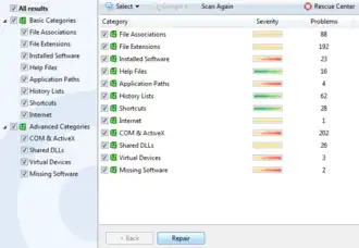 Скриншот программы Auslogics Registry Cleaner