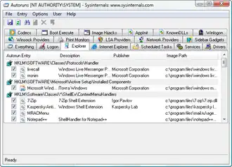Скриншот программы AutoRuns