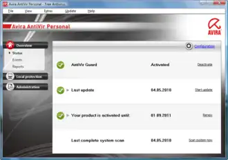 Скриншот программы Avira Antivirus