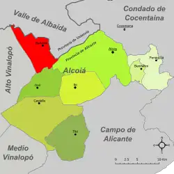 Расположение муниципалитета Баньерес на карте провинции