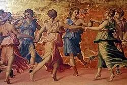 Аполлон и музы. Деталь. Ок. 1520. Дерево, масло. Палаццо Питти, Флоренция