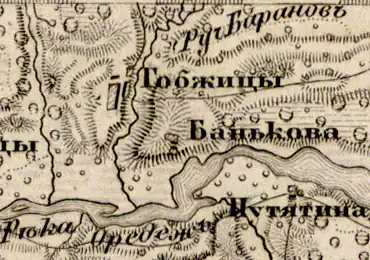 Деревня Баньково на карте 1863 года