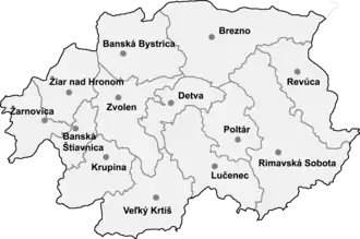 Банска-Бистрицкий край на карте