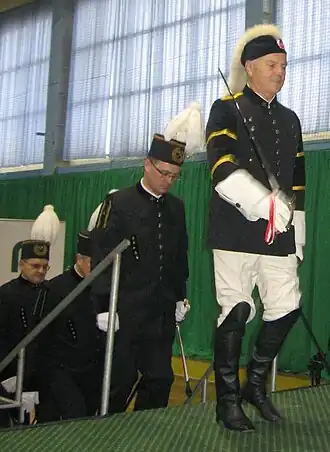 Почётный шахтёр Lis Major возглавляет шествие на празднество «Karczmy piwne», Польша