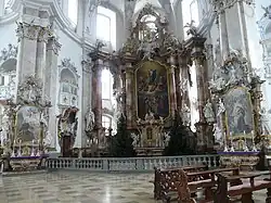 Интерьер паломнической церкви Фирценхайлиген в Баварии. 1743—1772. Архитектор И. Б. Нойман