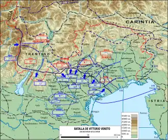 Карта битвы при Витторио-Венето