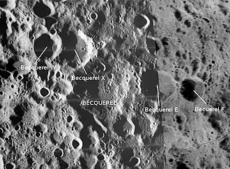 Фрагменты карт LAC-30 и LAC-31. Кратер Беккерель в центре.