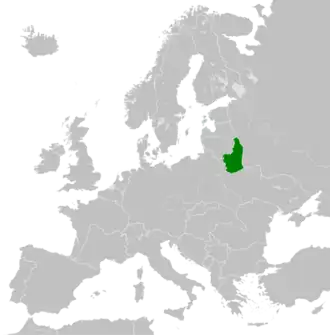 Карта Генерального округа Беларусь (зелёным), администрации в Могилеве, Брянске и Смоленске не указаны.