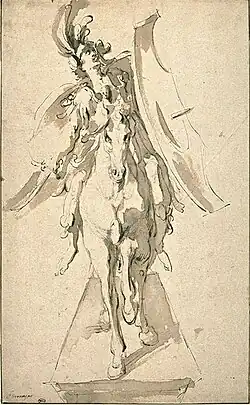 Статуя всадника. Кисть, перо, тушь. 1600-е гг. Лувр, Париж