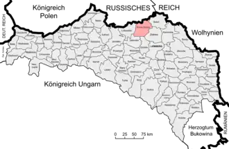 Округ Рава-Русская на карте