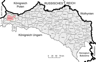 Округ Вадовице на карте