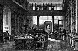 Библиотека Института Франции в Париже, нарисованная и гравированная Огюстеном-Франсуа Леметром. Словарь Французской академии. 1835