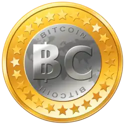 Аббревиатура «BC» с символом, идентичным знаку бата