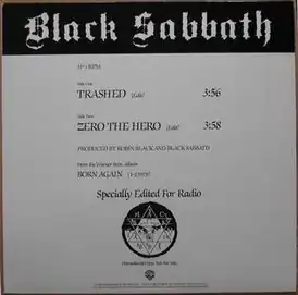 Обложка сингла Black Sabbath «Trashed» (1983)