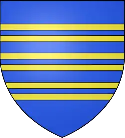 В лазурёвом поле три золотых парных пояса