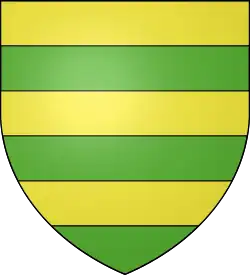 fascé d'or et de sinople