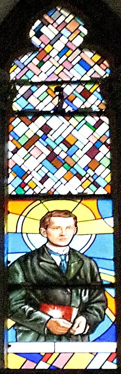 Святой Иван Мерц — витраж Капуцинской церкви Богоматери Лурдской в Риеке