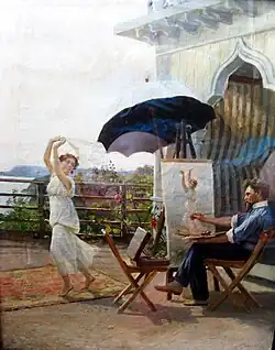 «Автор и модель», 1912, холст, масло — частное собрание