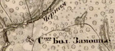 Деревня Большое Замошье на карте 1863 года