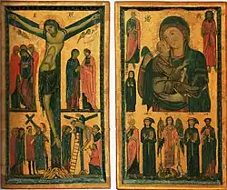 Диптих «Распятие» и «Мадонна с Младенцем и святыми». Ок. 1255. Уффици, Флоренция