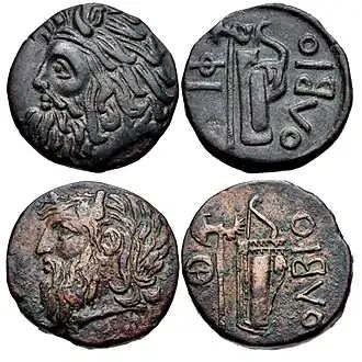 Монеты Ольвии с изображением Борисфена, III-I века до н. э.