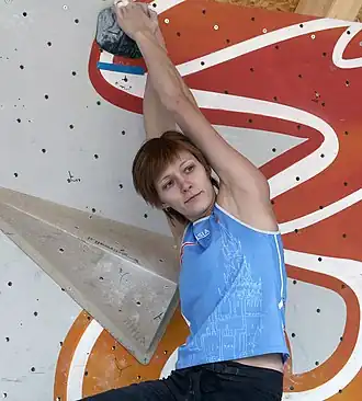 Анна Галлямова в полуфинале Кубка мира, боулдэринг (Вена, 2010)