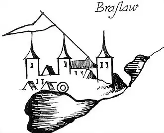 Браславский замок на карте Речи Посполитой (Т. Маковский, 1613)