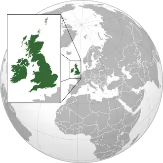 Британские острова на карте мира