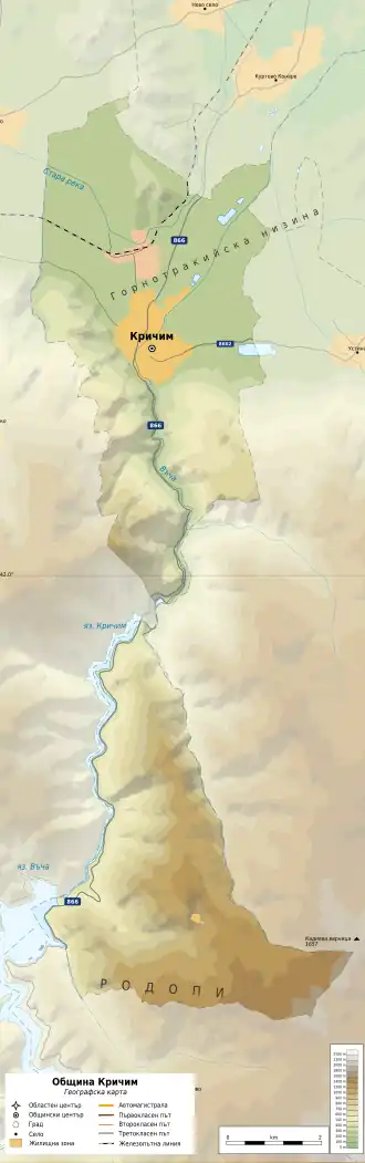 Община Кричим на карте