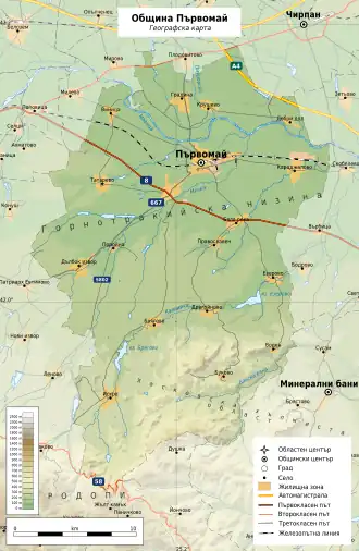 Община Первомай на карте