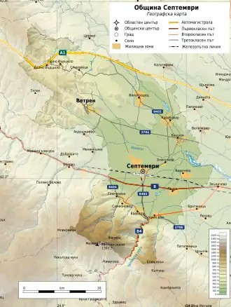 Община Септември на карте