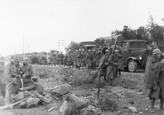 Колонна итальянских войск во время Гвадалахарской операции.