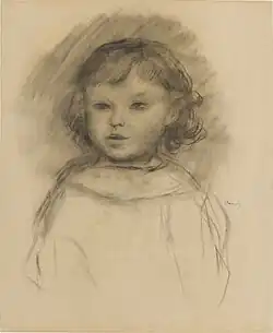 Голова ребёнка. Бумага, уголь. Частное собрание