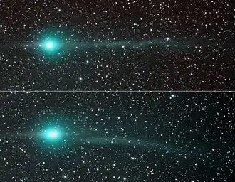 Комета Лулинь до и после«отрыва» ионного хвоста