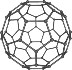 Бакминстерфуллерен  C60. Ричард Смолли и его коллеги синтезировали молекулу фуллерена в 1985 году