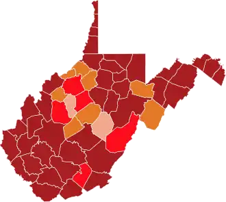 Подтверждённые случаи в Западной Виргинии на 16 мая