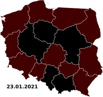 Карта распространения COVID-19 в Польше