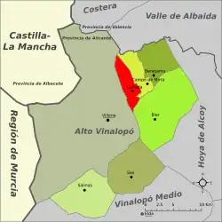 Расположение муниципалитета Каньяда на карте провинции