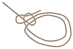 Португальский булинь:202, Portuguese bowline, French bowline.Простая петля. Вяжется на конце троса. Отличный стул для боцмана.