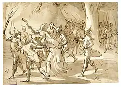 Взятие Христа под стражу. Между 1550 и 1575 гг. Бумага, бистр, перо, кисть. Прадо, Мадрид