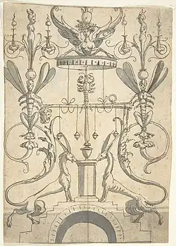 Гротеск с омаром и фантастическими существами. Анонимный итальянский художник по гравюре Корнелиса Боса. После 1540
