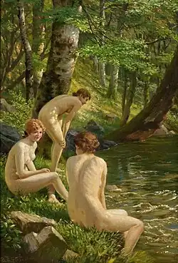 Карл Цопф, «Купающиеся девушки у лесного ручья» (1937).