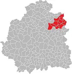 Кантон на карте департамента Эндр