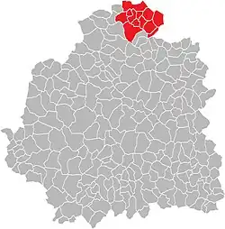 Кантон на карте департамента Эндр