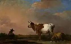 Бык и овца на пастбище. 1818. Дерево, масло. Дворец в Лазенках, Варшава