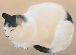 Кошка и цветы персика (деталь)